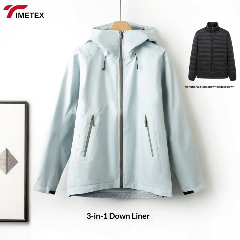 TIMETEX Casual Coated Three-in-One Winter Jacket Windproof Waterproof Climber Detachable Liner Zipper Work Clothes