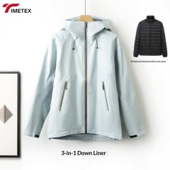 TIMETEX Casual Coated Three-in-One Winter Jacket Windproof Waterproof Climber Detachable Liner Zipper Work Clothes