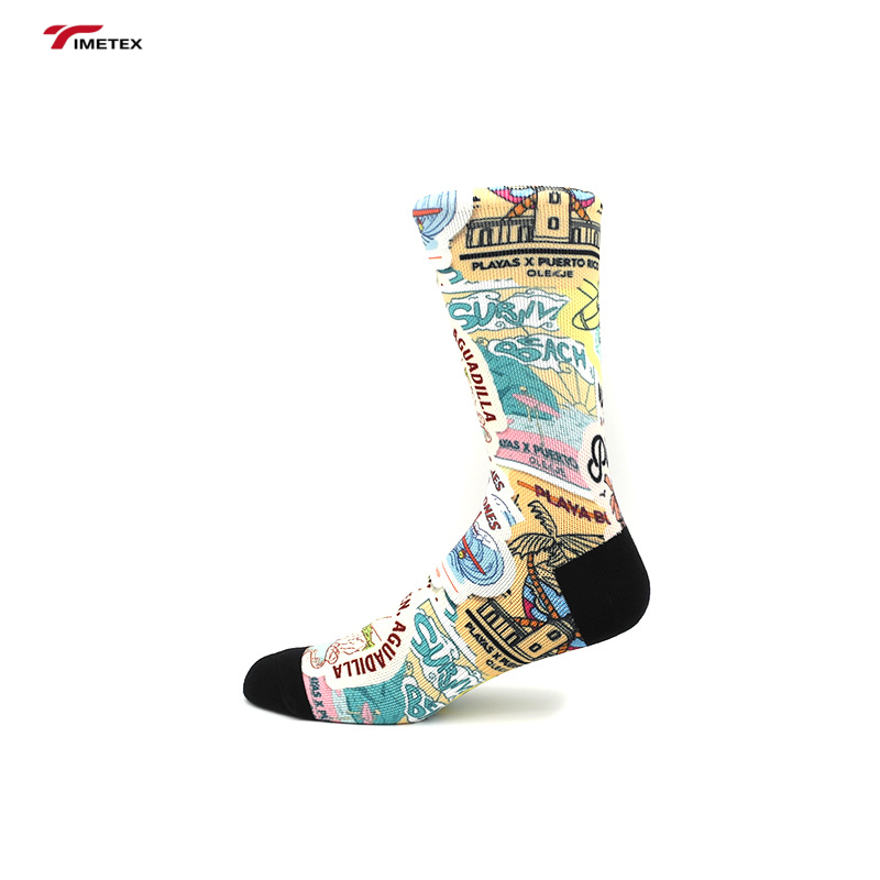 Custom Logo Anime Styled Men's Cycling Socks Home-Printed Flag Design