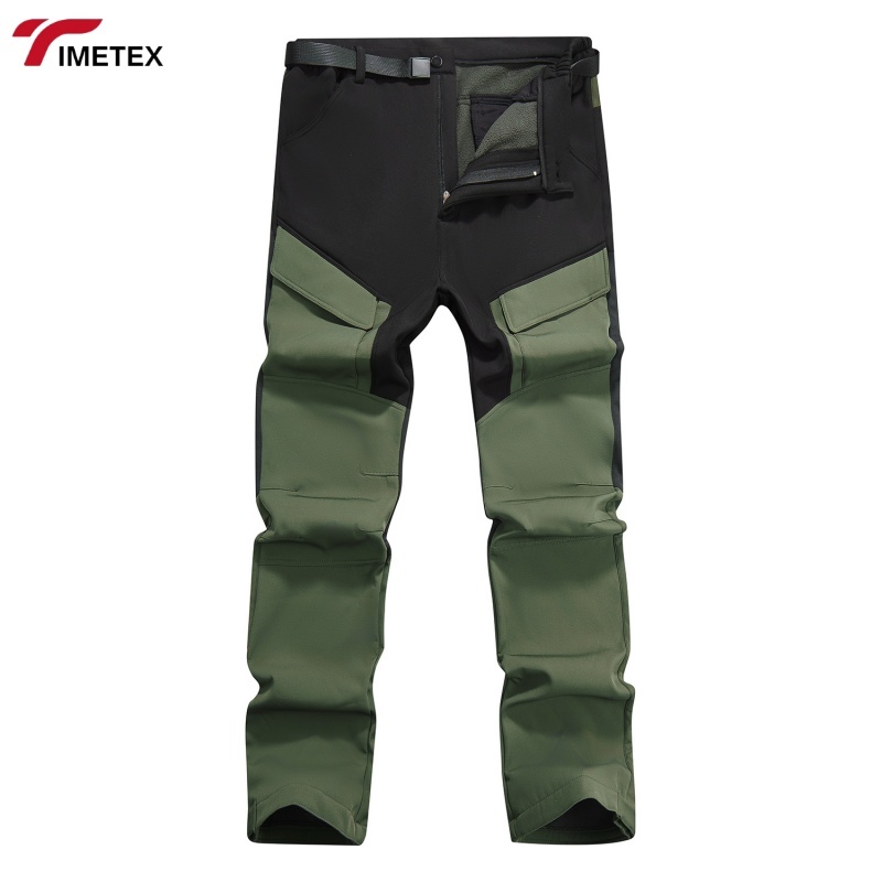 TIMETEX Unisex Plus Size Winter Loose Print Woven Softshell Stretch Polyester Trousers Warm Hiking Breathability Zipper Fly