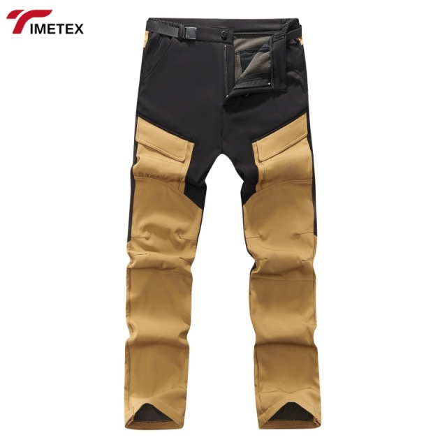 TIMETEX Unisex Plus Size Winter Loose Print Woven Softshell Stretch Polyester Trousers Warm Hiking Breathability Zipper Fly