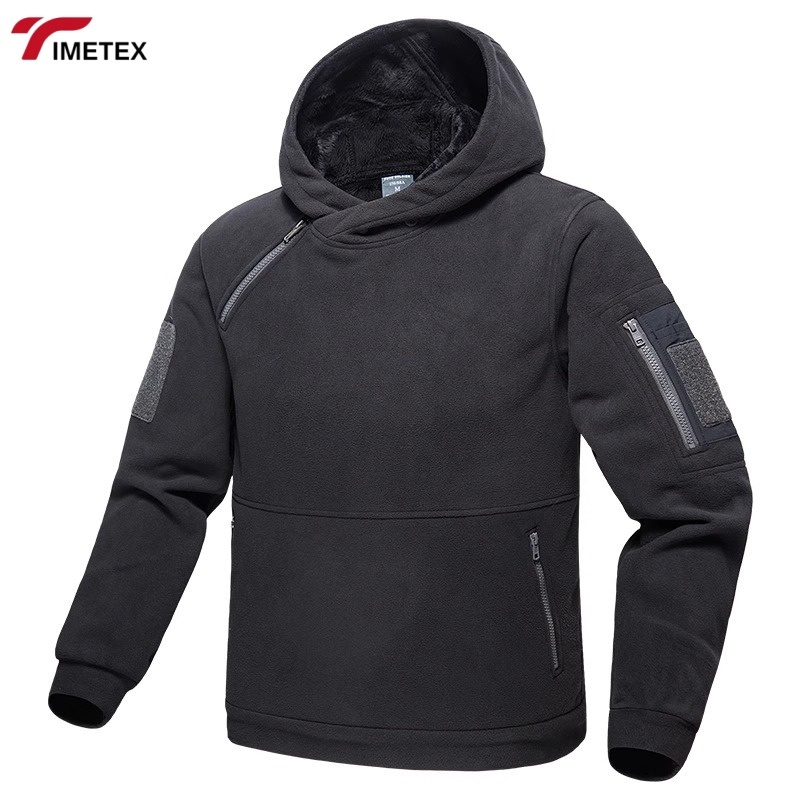 Wholesale Men's Tactical Sporty Jacket Hooded Plush Polar Faux Fur Inside 100% Polyester Solid Pattern Size XL Winter Season