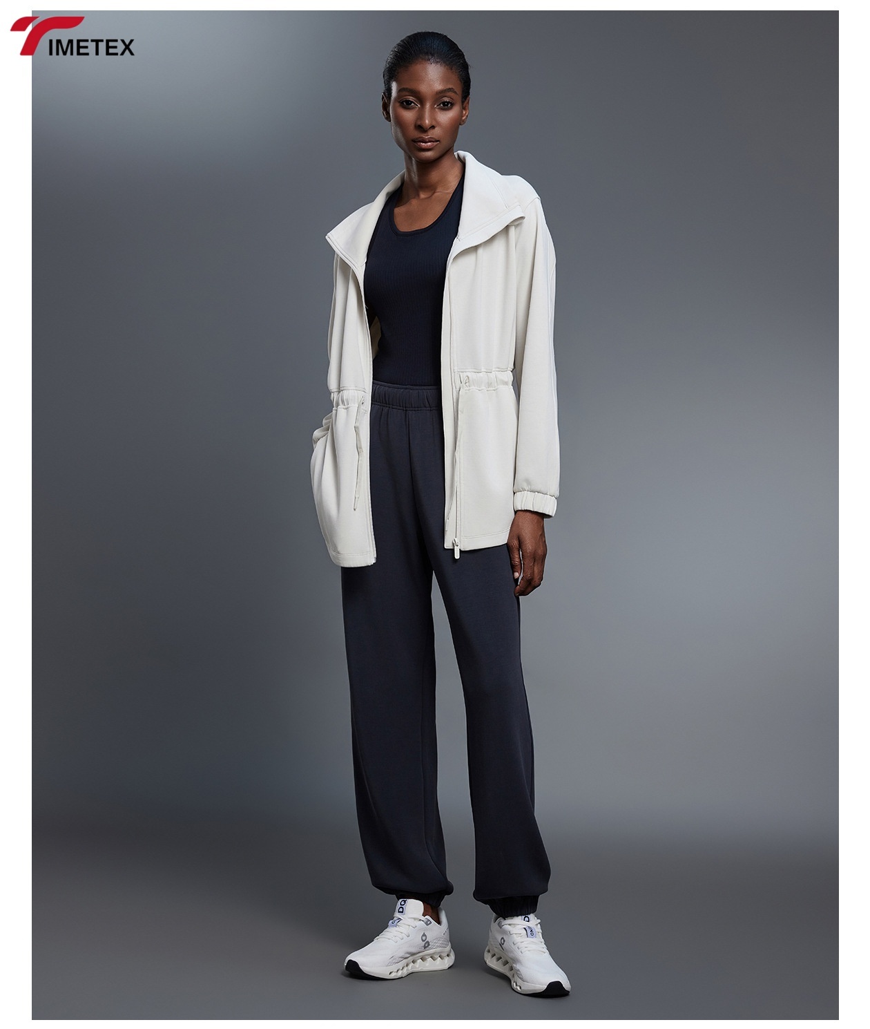 Autumn Women's Knitted Breathable Eco-Friendly Sports Jacket Casual Commuting Windbreaker Stand Zipper Long Athleisure XL
