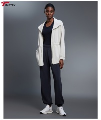 Autumn Women's Knitted Breathable Eco-Friendly Sports Jacket Casual Commuting Windbreaker Stand Zipper Long Athleisure XL