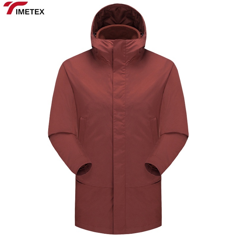 TIMETEX Custom Logo Print Mid-Length Three-In-One Fleece-Lined Winter Jacket for Men Women for Casual Outdoor Activities