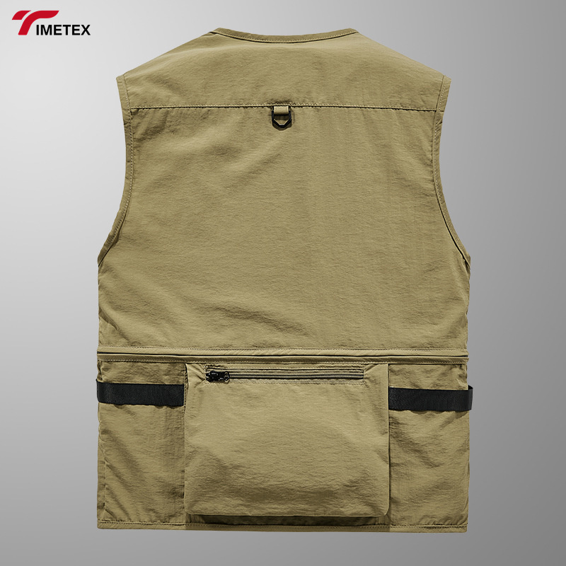 Men's Casual Large Size Waistcoat New Outdoor Canvas Tooling Multi-Pocket Clip Winter Use Loose Fit Fishing Vest