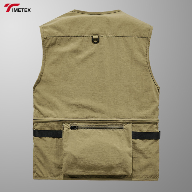 Men's Casual Large Size Waistcoat New Outdoor Canvas Tooling Multi-Pocket Clip Winter Use Loose Fit Fishing Vest