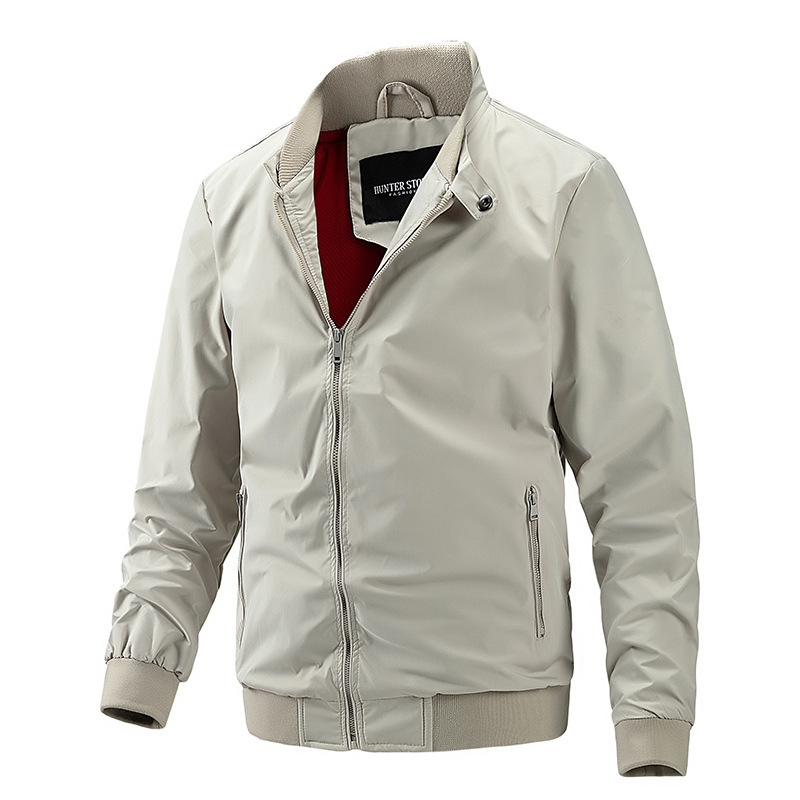 Men's Casual Light Baseball Flight Jacket for Spring Autumn Fashionable Stand Collar Cargo Jacket for Winter