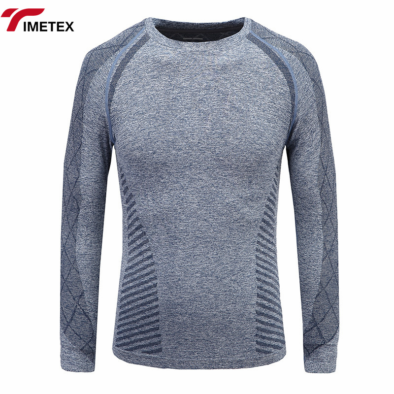Custom Men's Casual Sportswear Seamless Crewneck Hoodie Long Sleeve European American Fashion Base Shirt Solid Pattern Knitted