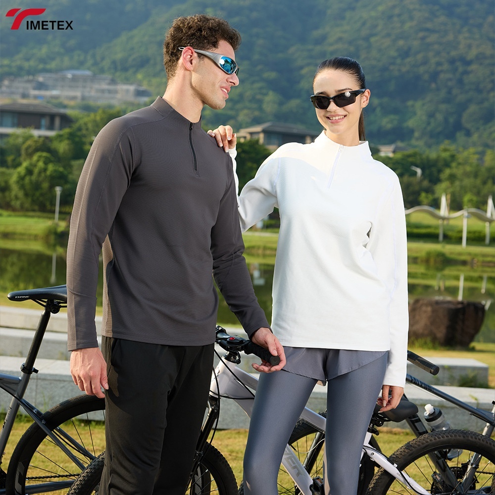 TIMETEX  Custom Plain Crewneck Long Sleeve Blank Solid Casual Sports Polyester Long Sleeve Shirt Quarter Zip Men's Long Sleeve