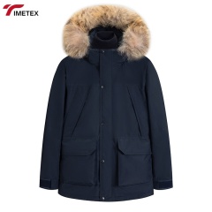 TIMETEX Custom Men's Workman's Jacket White Duck Thick Winter Protection Fur Collar Hood Windproof Waterproof Reversible