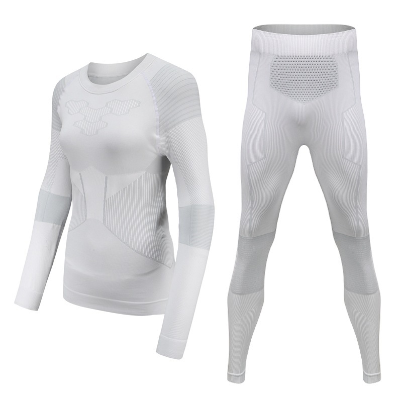Winter Seamless Mens Compression Shirt Base Layer Ski Sports Set Thermal Underwear Quick Dry Warm Fitness Set