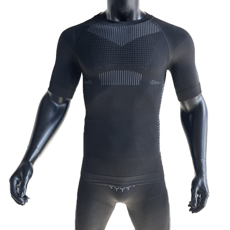 Custom Men Under Base Layer  Short Sleeve Set Moisture-wicking Compression Sports Tight Base Layer  Suit