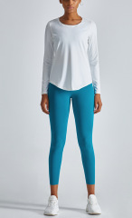 TIMETEX Women  Long Sleeve Fitness  Yoga Wear Sportswear Crewneck Lightweight Active Running  Curved Hem T-shirt