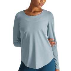 TIMETEX Women  Long Sleeve Fitness  Yoga Wear Sportswear Crewneck Lightweight Active Running  Curved Hem T-shirt