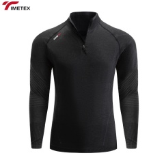 Men's Black Long Sleeve Compression Gym T-Shirt Athletic Polyester Spandex Workout Clothing-Solid Fit Running Men Style