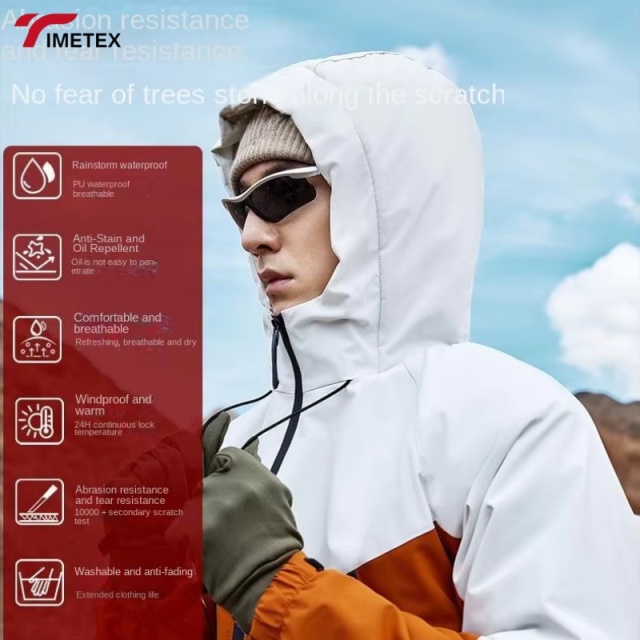 TIMETEX Custom Hiking Jacket Waterproof  Breathable Windbreaker Coat Outdoor High Quality Hard Shell Jacket With Hooded Full