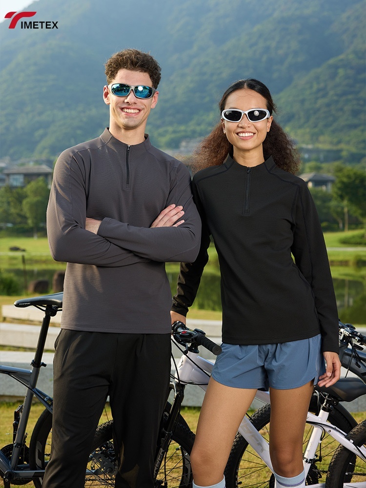 TIMETEX  Custom Plain Crewneck Long Sleeve Blank Solid Casual Sports Polyester Long Sleeve Shirt Quarter Zip Men's Long Sleeve