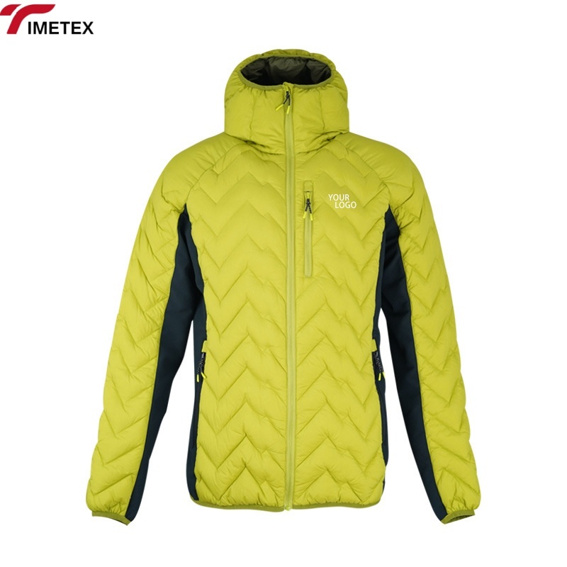 Men's Lightweight Rhombic Waterproof Jacket Custom Coated Zipper Closure Casual Style Thin Winter Outdoor Gear Hood Size Stand