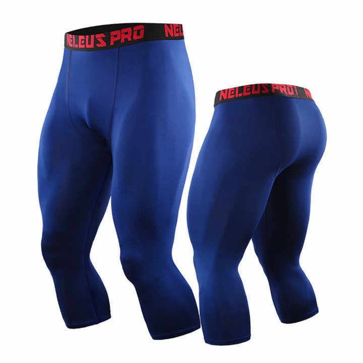 Men Compression Leggings Men Custom Logo Workout Sport Tights Base Layer 3/4 Length Gym Fitness Pants Legging