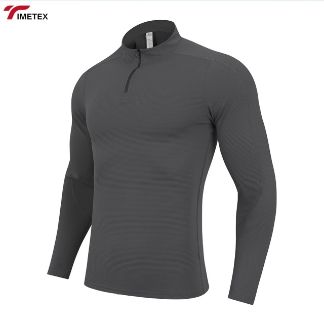 TIMETEX  Custom Plain Crewneck Long Sleeve Blank Solid Casual Sports Polyester Long Sleeve Shirt Quarter Zip Men's Long Sleeve