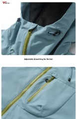 Unisex Solid Windbreaker Jacket Hooded and Zippered Woven Windproof Hard Shell Thin for Autumn Season Size 3XL
