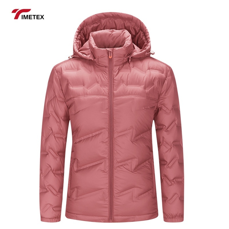 TIMETEX Vintage Style Slim Lightweight Puffer Jacket 6XL Size Rabbit Fur Canvas Stand Collar Zipper Closure Front Finished