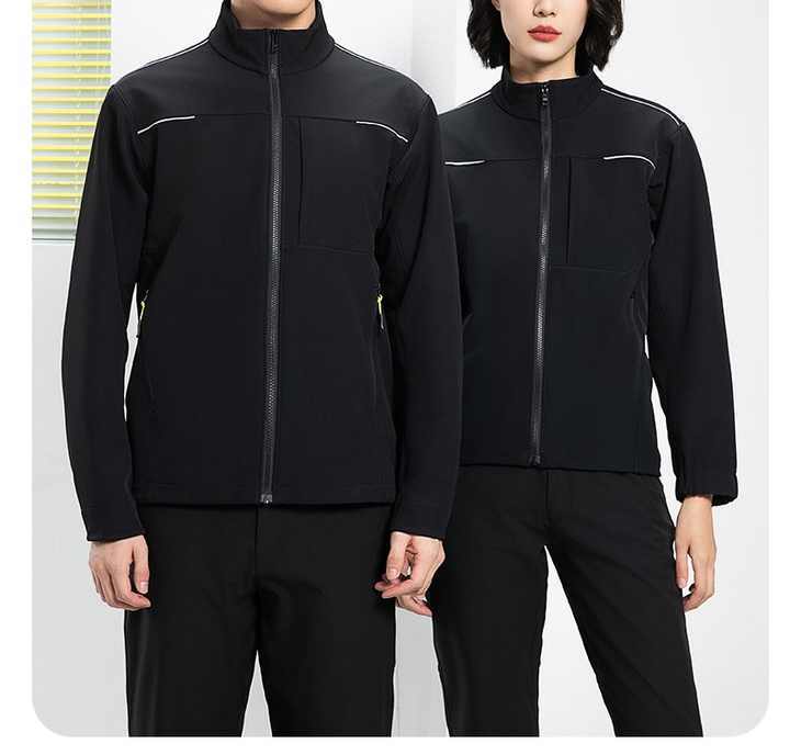 Men's Windproof Waterproof Cargo Jacket with Warm Stand Collar and Safety Reflective Strip Customizable Winter Coat