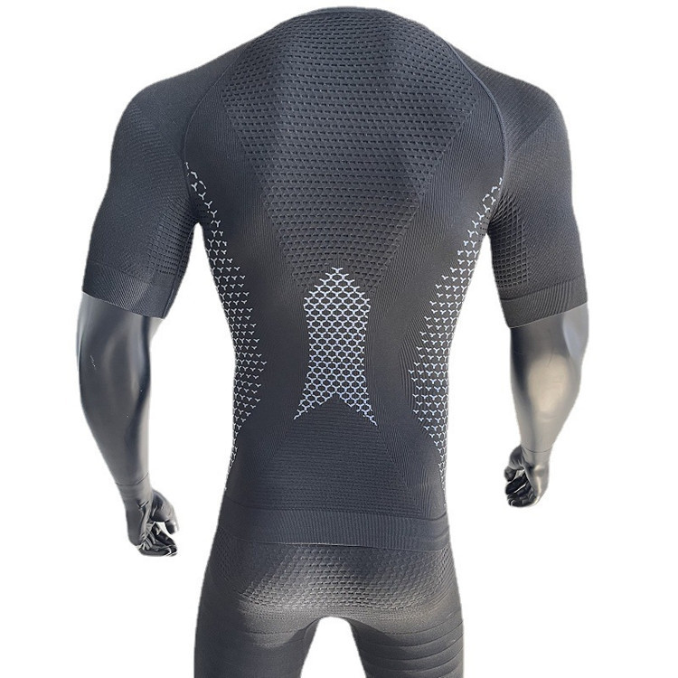 Custom Men Under Base Layer  Short Sleeve Set Moisture-wicking Compression Sports Tight Base Layer  Suit