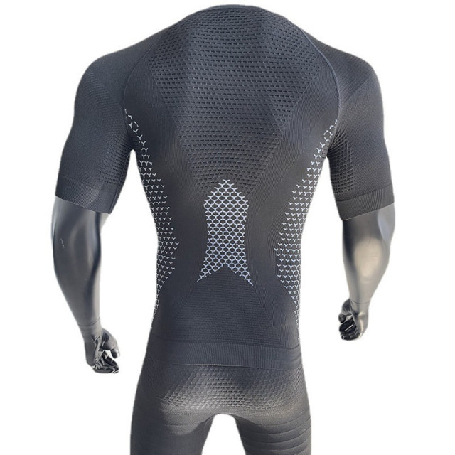 Custom Men Under Base Layer  Short Sleeve Set Moisture-wicking Compression Sports Tight Base Layer  Suit