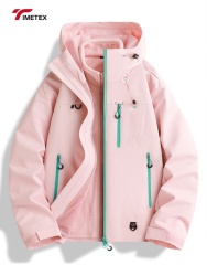 Tiemtex Solid Pattern Zipper Closure Outdoor Jacket Autumn Sports Gear Stand Collar for Fishing Hiking Urban Leisure Leisure