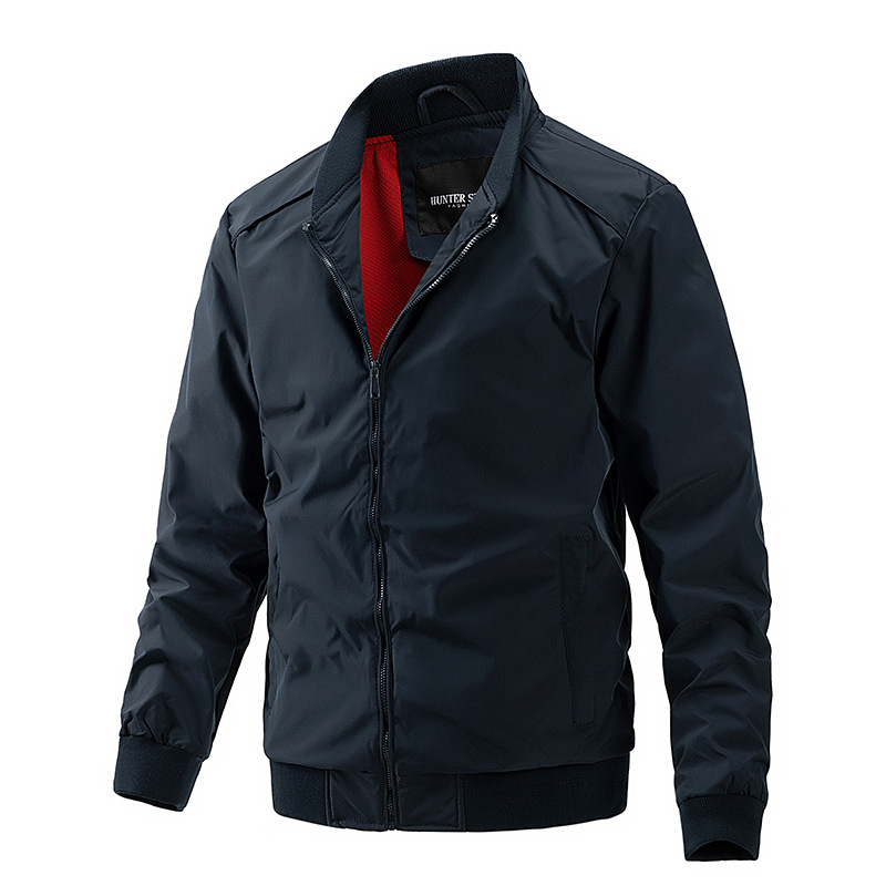 Men's Casual Light Baseball Flight Jacket Fashionable Cargo Design with Stand Collar for Spring Autumn Winter