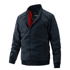 Men's Casual Light Baseball Flight Jacket Fashionable Cargo Design with Stand Collar for Spring Autumn Winter