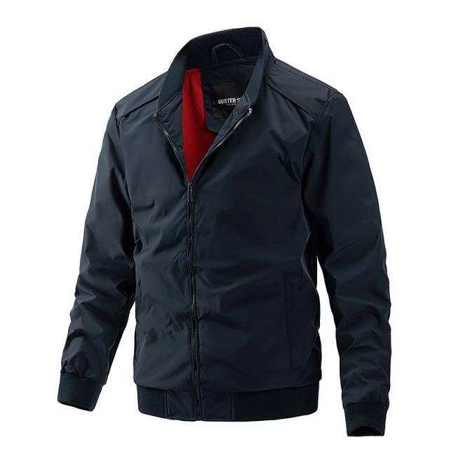 Men's Casual Light Baseball Flight Jacket Fashionable Cargo Design with Stand Collar for Spring Autumn Winter