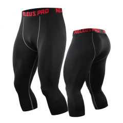 Men Compression Leggings Men Custom Logo Workout Sport Tights Base Layer 3/4 Length Gym Fitness Pants Legging