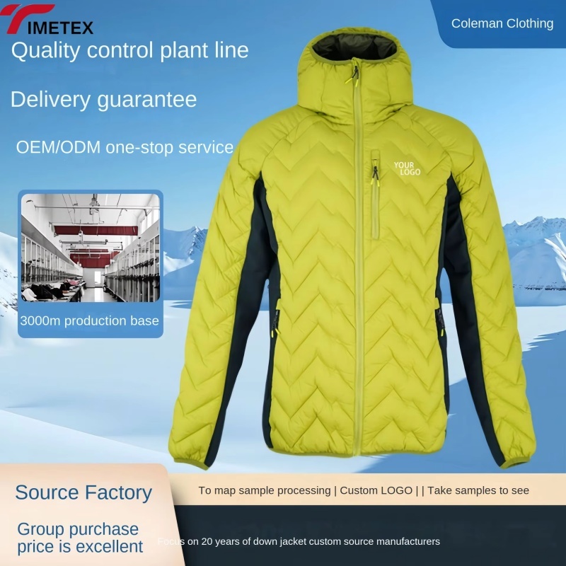 Men's Lightweight Rhombic Waterproof Jacket Custom Coated Zipper Closure Casual Style Thin Winter Outdoor Gear Hood Size Stand