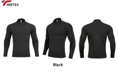 TIMETEX Autumn Winter Men's Gym Top Quick Drying High Elastic Long Sleeve Training Running T-shirt Casual Outdoor Plus Size