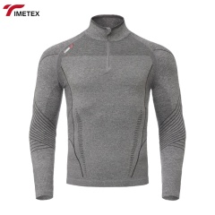 Men's Black Long Sleeve Compression Gym T-Shirt Athletic Polyester Spandex Workout Clothing-Solid Fit Running Men Style