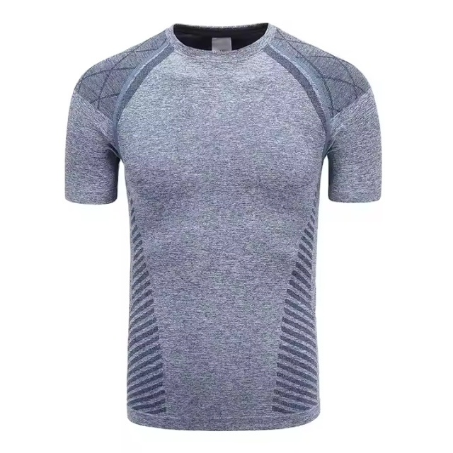 Men's Custom Sports T-Shirt Quick-Drying Summer Striped Design Windproof Polyester Knitted Short-Sleeved Base Sports