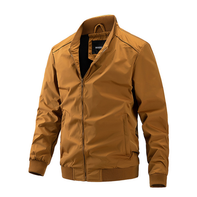 Men's Casual Light Baseball Flight Jacket Fashionable Cargo Design with Stand Collar for Spring Autumn Winter