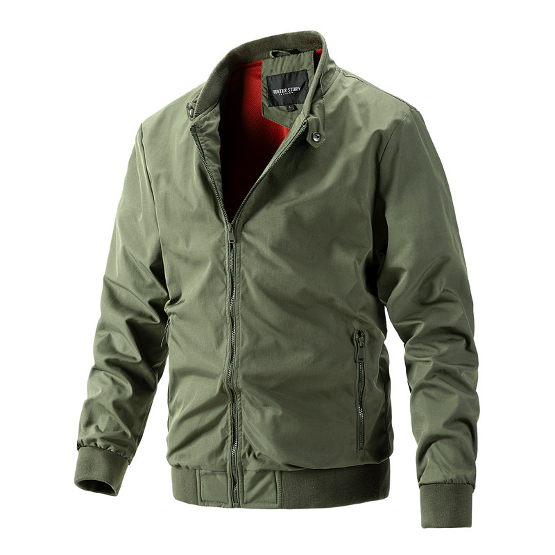 Men's Casual Light Baseball Flight Jacket for Spring Autumn Fashionable Stand Collar Cargo Jacket for Winter