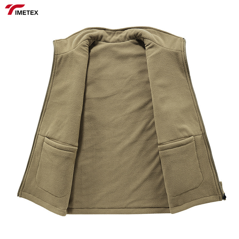Men's Casual Autumn Winter Outdoor Waistcoat Double-Sided Wear Velvet Vest with Multi-Pocket Leisure Cargo Vest Sleeveless Coat