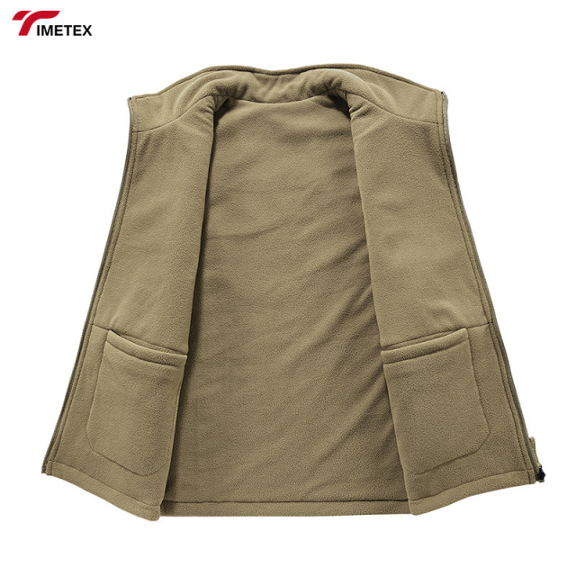 Men's Casual Autumn Winter Outdoor Waistcoat Double-Sided Wear Velvet Vest with Multi-Pocket Leisure Cargo Vest Sleeveless Coat