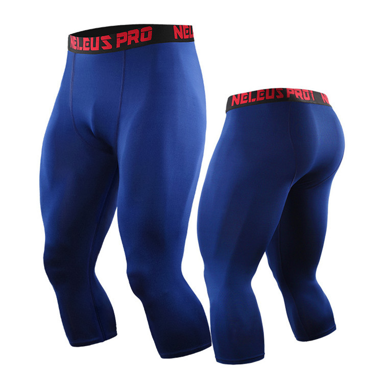 Men Compression Leggings Men Custom Logo Workout Sport Tights Base Layer 3/4 Length Gym Fitness Pants Legging