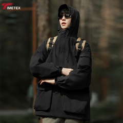 TIMETEX Vintage Safari Jacket for Men Stand Collar Zipper Closure Waterproof 3XL Autumn Winter Wear with Solid Pattern