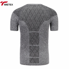 Quick-Drying Custom Men's Sports T-Shirt Summer Crewneck Striped Base Seamless Short-Sleeved Polyester Knitted Sports T-Shirt