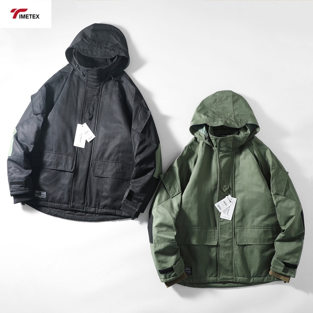 Men's Adult Polyester Fiber Jacket Waterproof Identification Long Canvas Sporty Style Zipper Front Winter Carrying Shearing