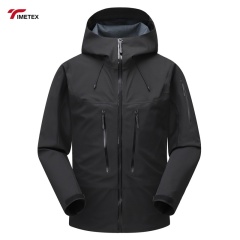 Men's 3L Outdoor Hard Shell Windbreaker Jacket High Performance 3D Hooded Raincoat Zipper Closure Breathable Windproof Plus Size