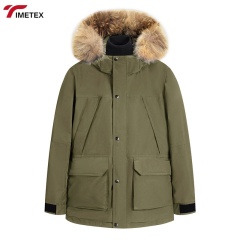 TIMETEX Custom Men's Workman's Jacket White Duck Thick Winter Protection Fur Collar Hood Windproof Waterproof Reversible
