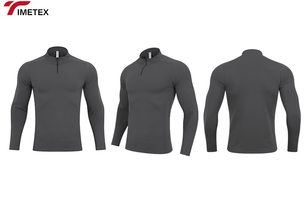 TIMETEX  Custom Plain Crewneck Long Sleeve Blank Solid Casual Sports Polyester Long Sleeve Shirt Quarter Zip Men's Long Sleeve